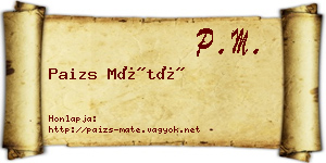 Paizs Máté névjegykártya
